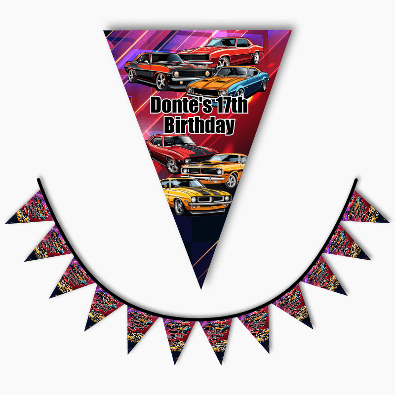 Personalised Muscle Cars Party Flag Bunting
