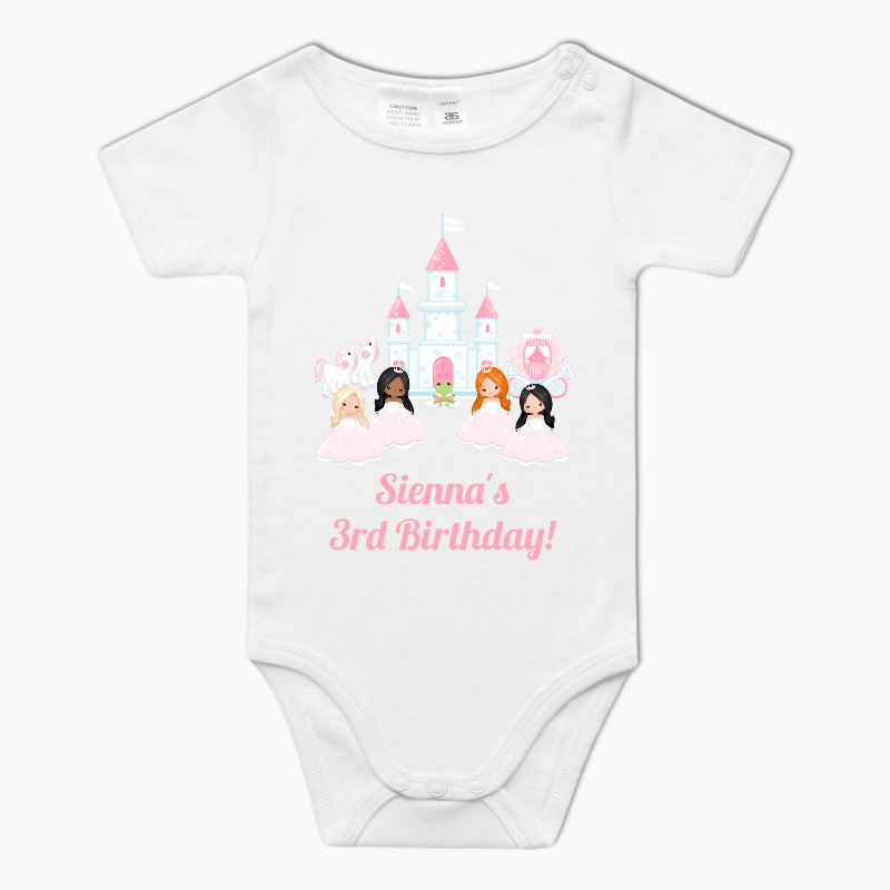 Personalised Pink Princess Baby One-Piece Romper