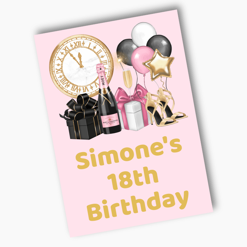 Personalised Pink, Black & Gold Party Posters