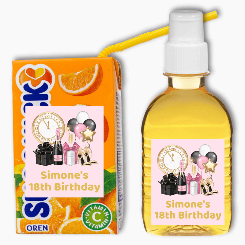 Personalised Pink, Black & Gold Party Rectangle Stickers