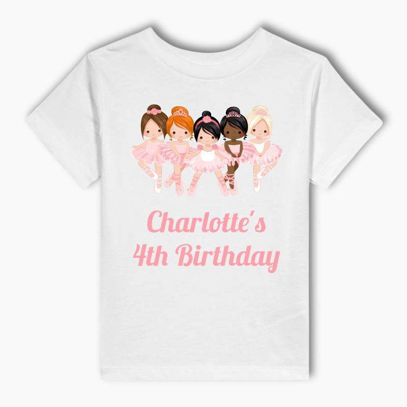 Personalised Pink & Gold Ballerinas Party Adults T-Shirt