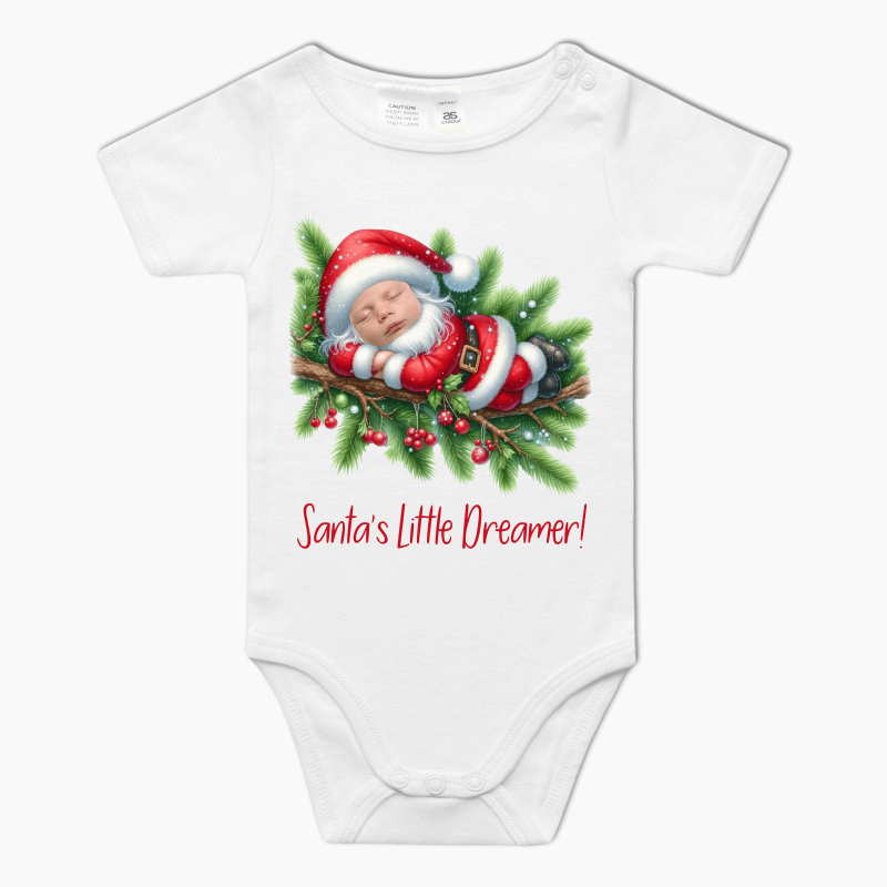 Personalised Santa's Little Dreamer Baby One-Piece Romper