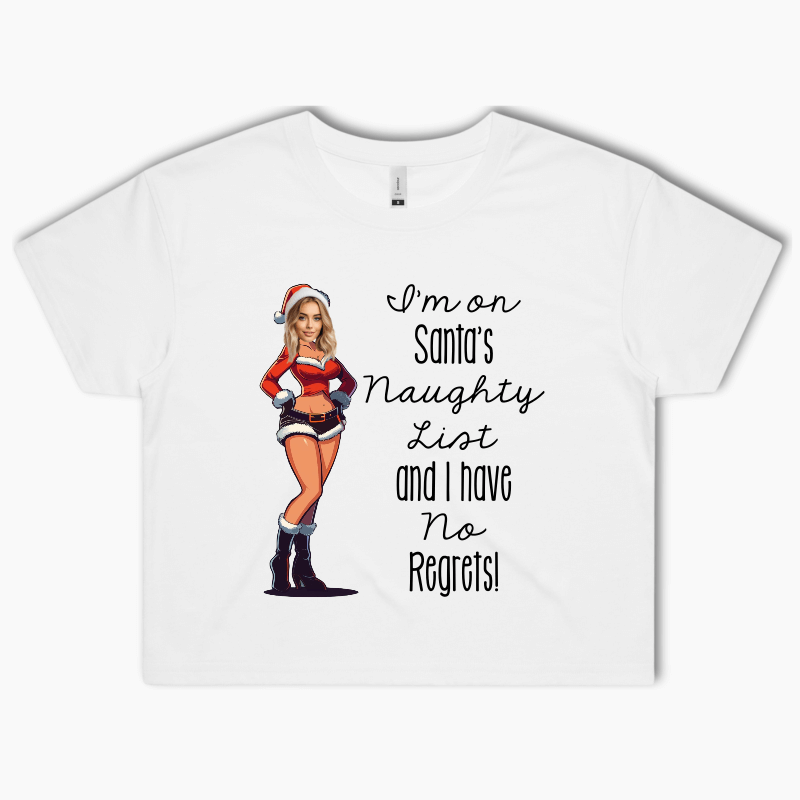 Personalised 'Santas Naughty List' Christmas Crop Top