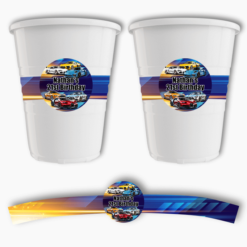 Cars Party Sticker Awesome Sports Cars Party Plastic Cup Stickers for Cups - Katie J ...
