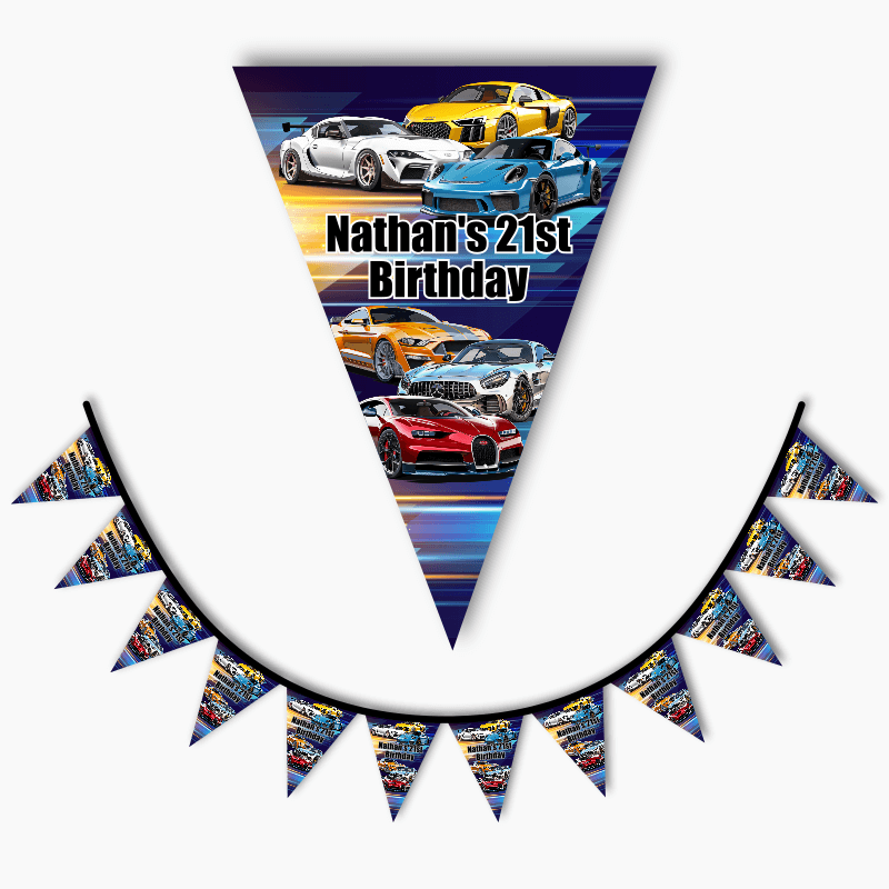 Personalised Sports Cars Party Flag Bunting