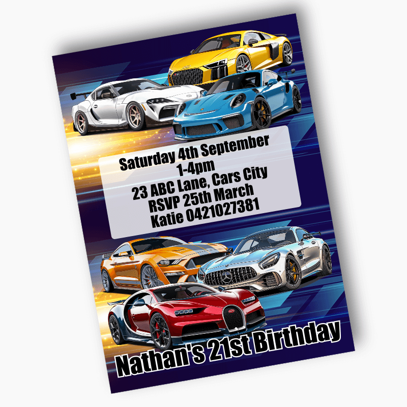 Personalised Sports Cars Party Invites