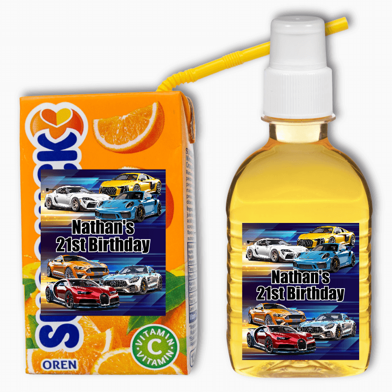 Custom Sports Cars Party Rectangle Drink Labels