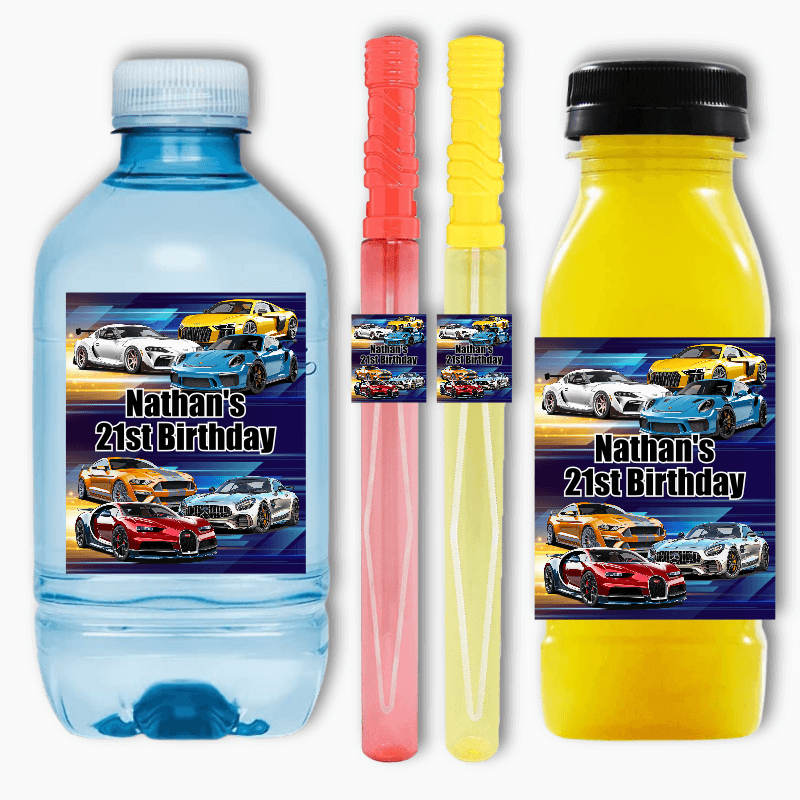 Custom Sports Cars Party Rectangle Favour Stickers