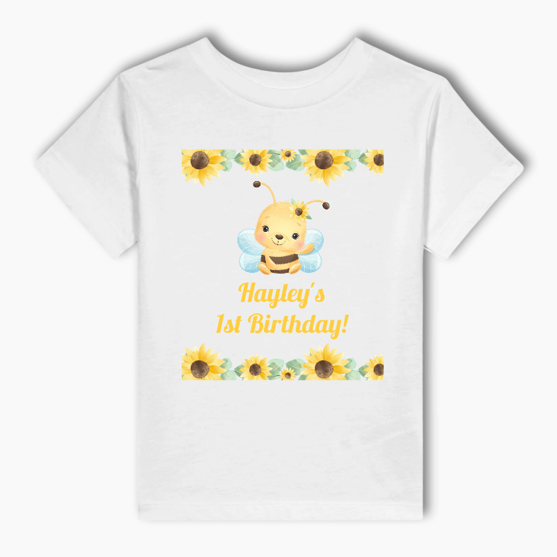Personalised Sunflower & Honey Bee Party Adults T-Shirt