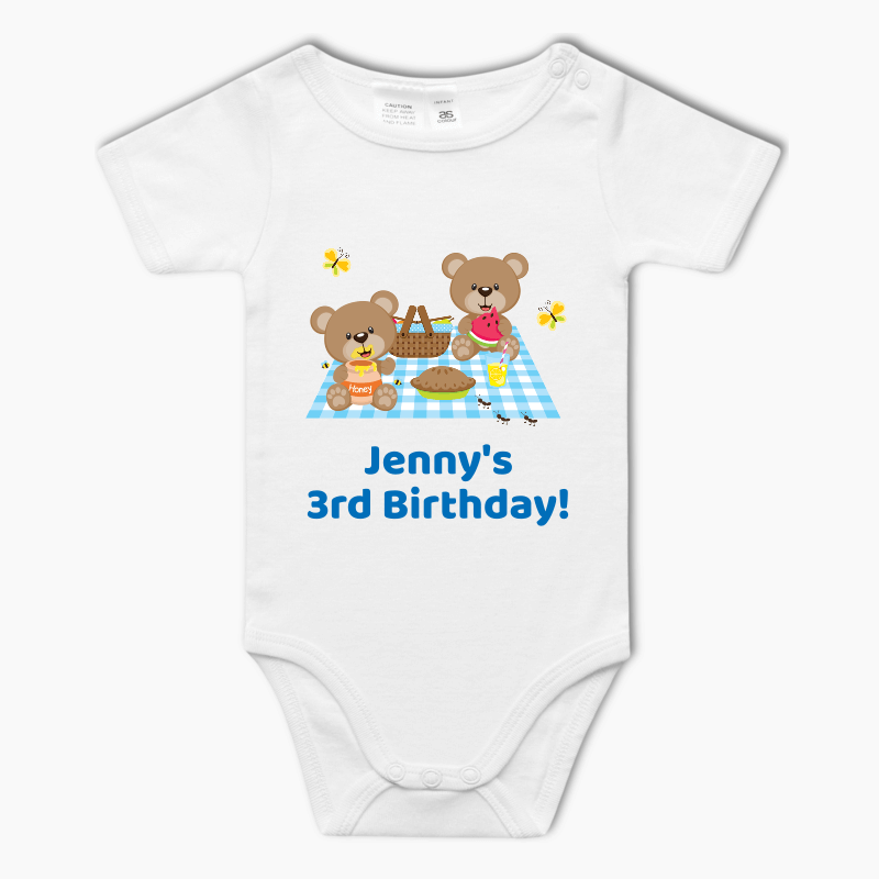 Red Teddy Bears Picnic Baby One-Piece Romper