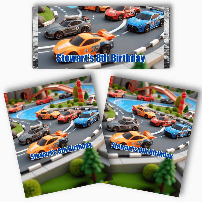 Personalised Toy Race Cars Mini Chocolate Labels