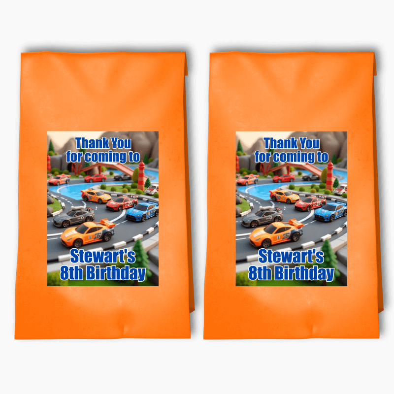 Personalised Toy Race Cars Party Bags & Labels