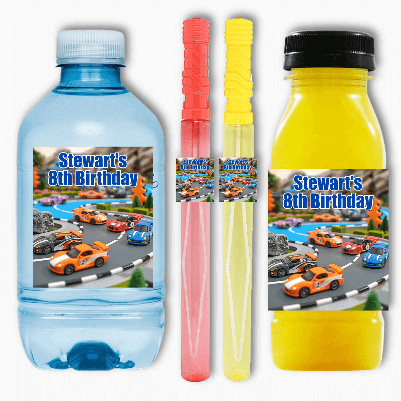 Personalised Toy Race Cars Party Rectangle Stickers