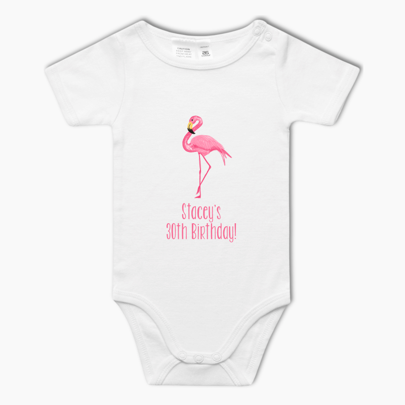 Personalised Tropical Flamingo Baby One-Piece Romper