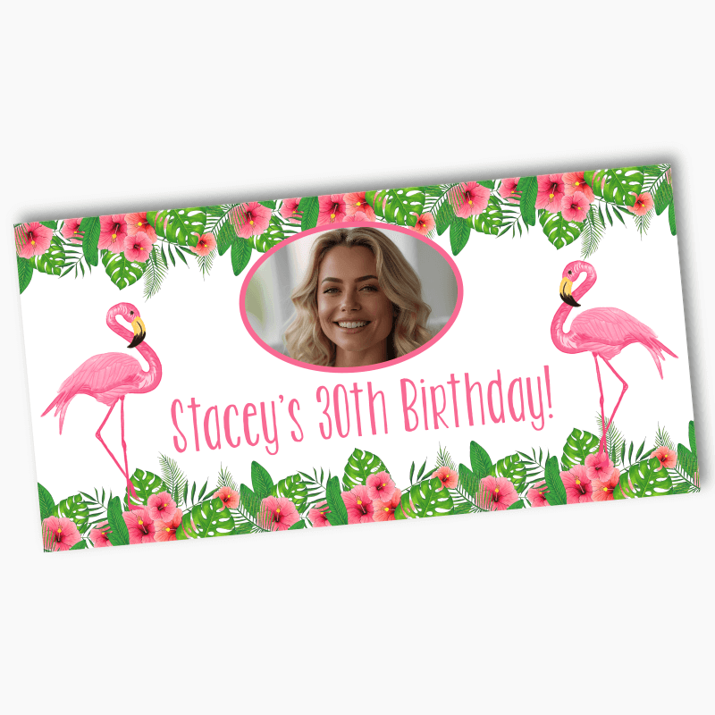 Personalised Tropical Flamingo Party Banners with Photo