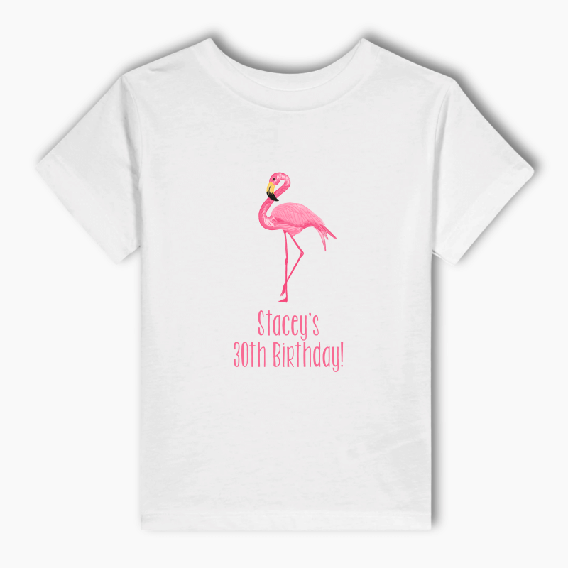 Personalised Tropical Flamingo Party Kids T-Shirt