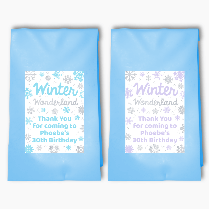 Personalised Winter Wonderland Party Bags &amp; Labels