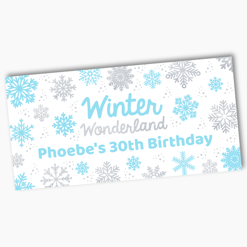 Personalised Winter Wonderland Party Banners - Blue