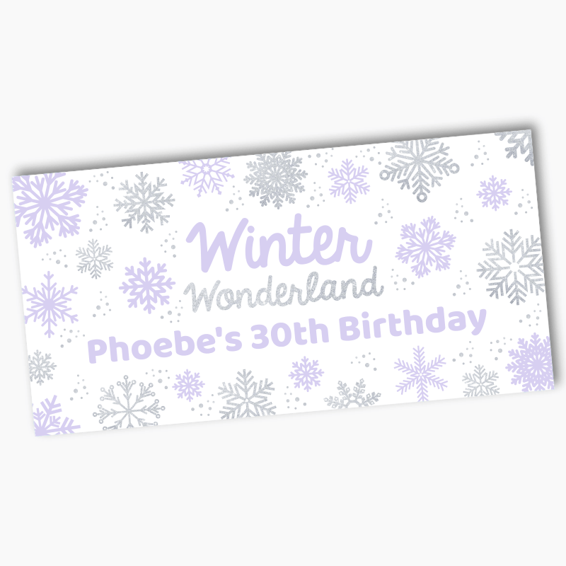 Personalised Winter Wonderland Party Banners - Purple