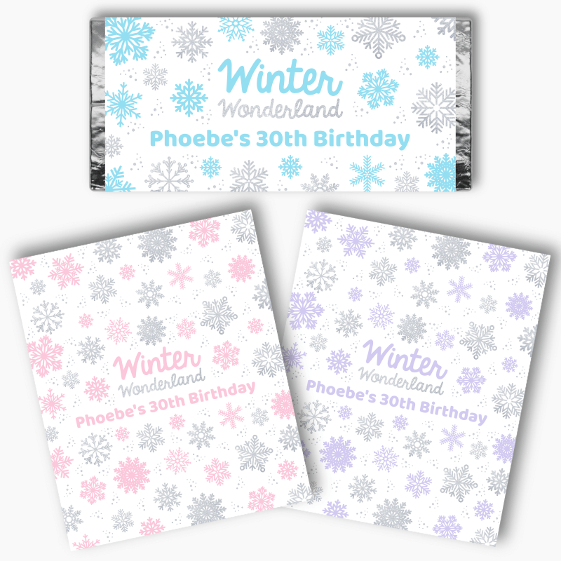 Personalised Winter Wonderland Party Mini Chocolate Labels