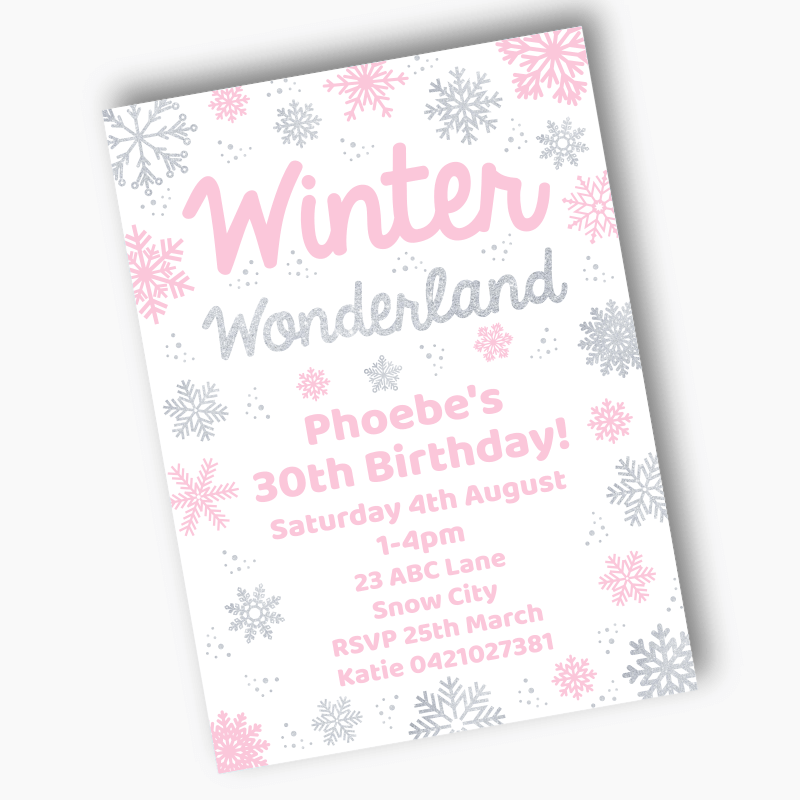 Personalised Winter Wonderland Party Invites - Blue