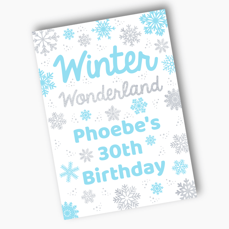 Personalised Winter Wonderland Party Posters - Blue