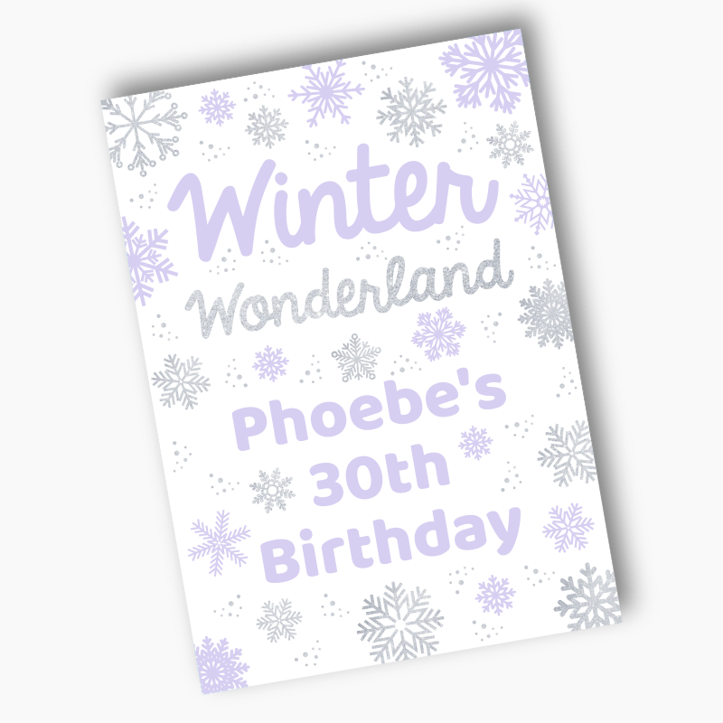 Personalised Winter Wonderland Party Posters - Purple