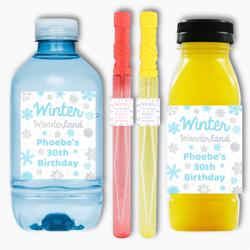 Custom Winter Wonderland Party Rectangle Favour Stickers