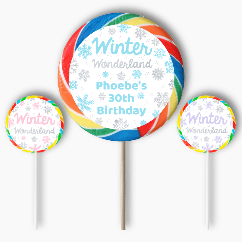 Personalised Winter Wonderland Party Round Stickers