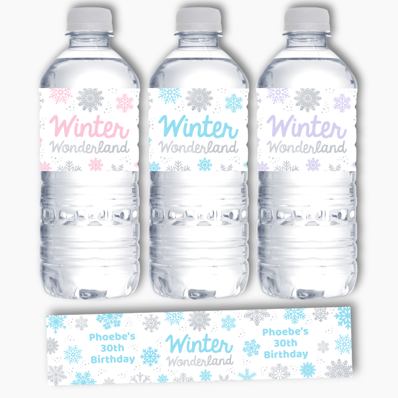 Personalised Winter Wonderland Party Water Labels