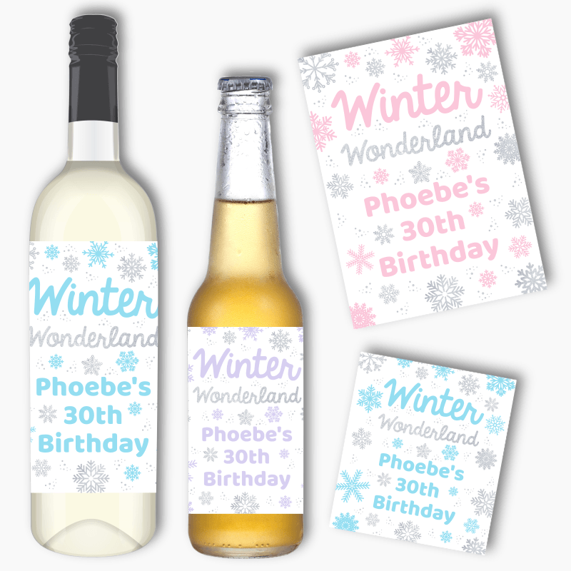 Personalised Winter Wonderland Wine & Beer Labels