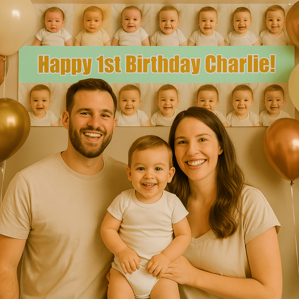 Personalised Photo Collage 1st Birthday Party Banners