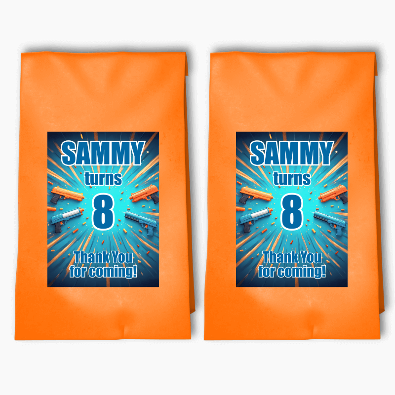 Personalised Toy Blaster Party Bags & Labels