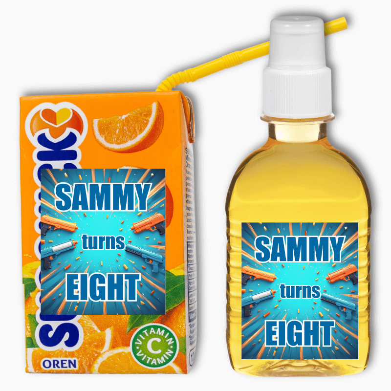 Custom Boys Toy Guns Party Rectangle Favour Sticker