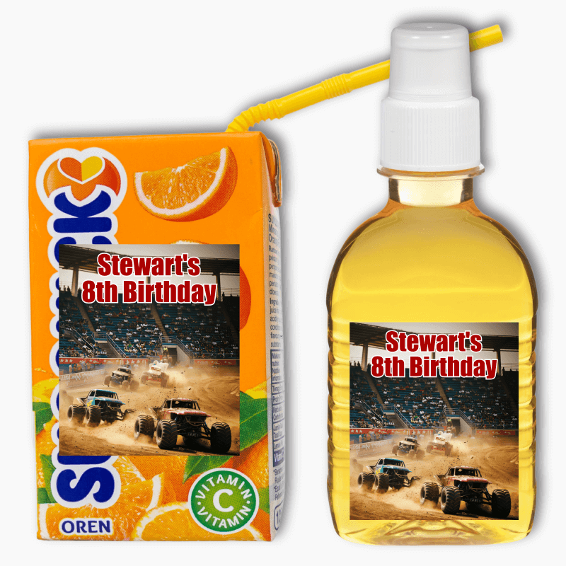 Custom Monster Trucks Party Rectangle Favour Stickers