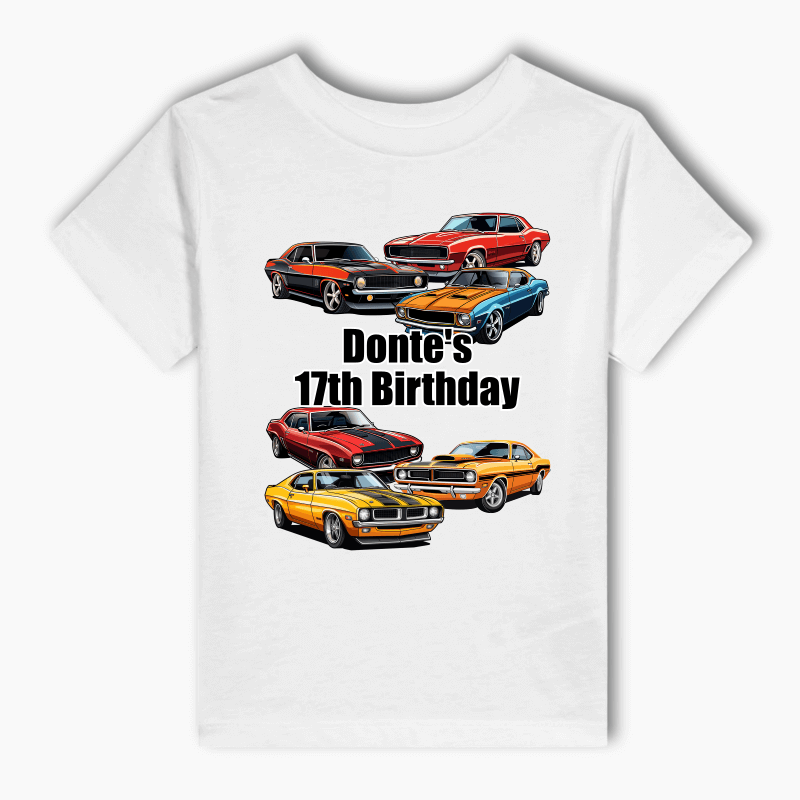 Muscle Car Party Shirt for Boys Custom Kids Tee Katie J Design