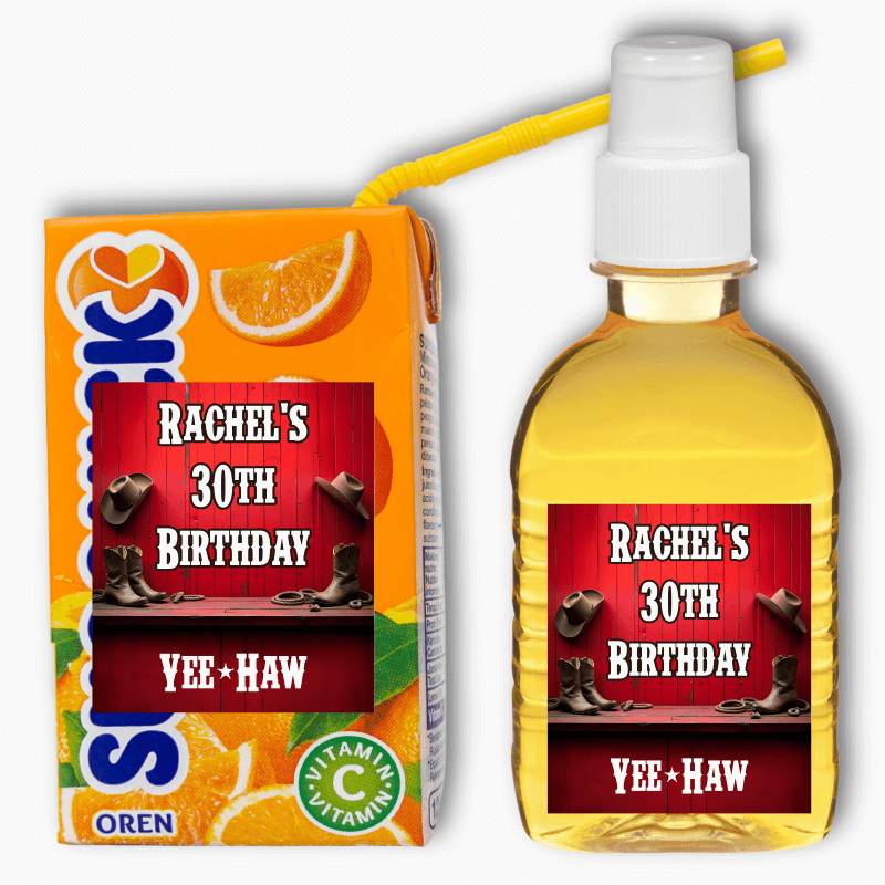 Personalised Red Western Party Rectangle Favour Stickers