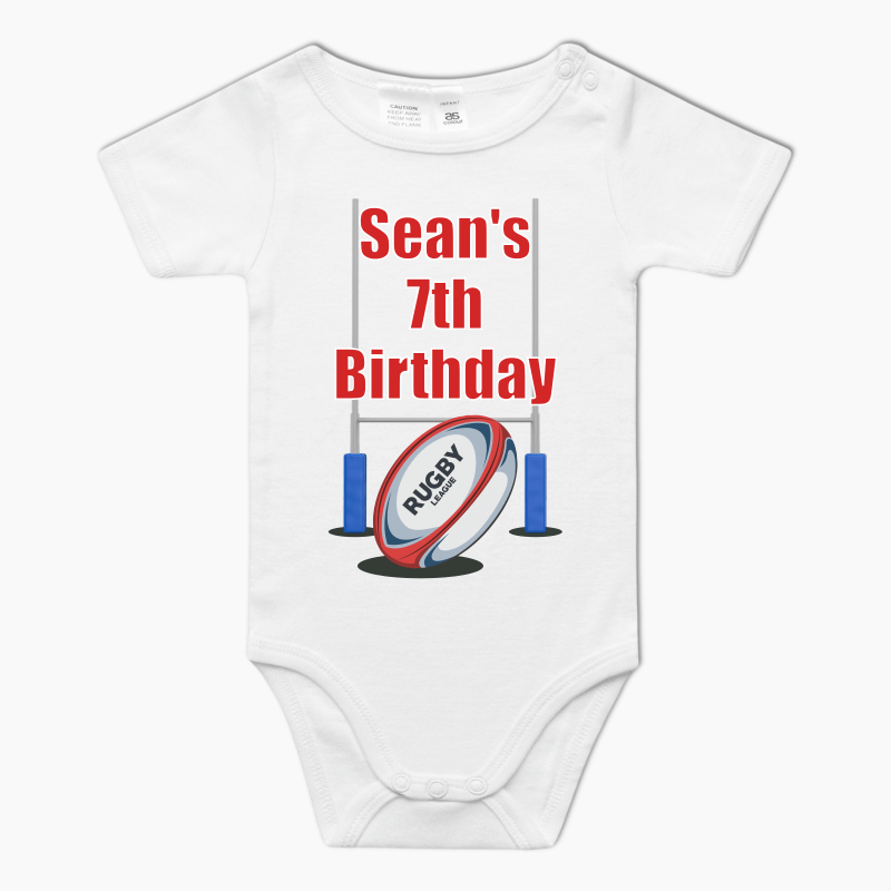 Boy Baby Rugby Rompers Rugby League Birthday Party One-Piece - Custom Baby's Romper - Katie J ...