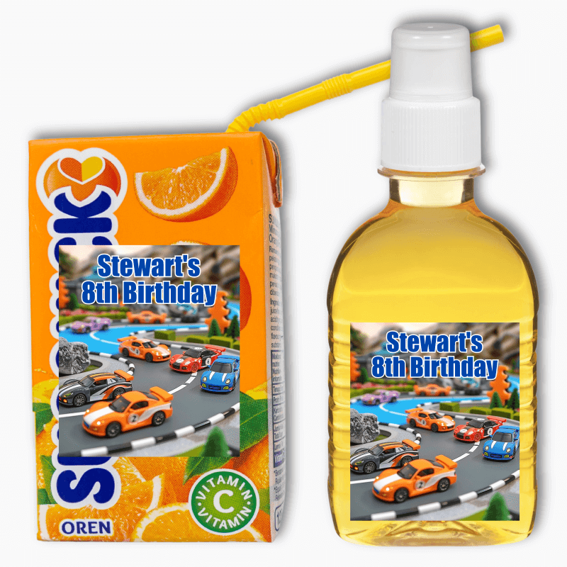 Personalised Toy Race Cars Party Rectangle Stickers