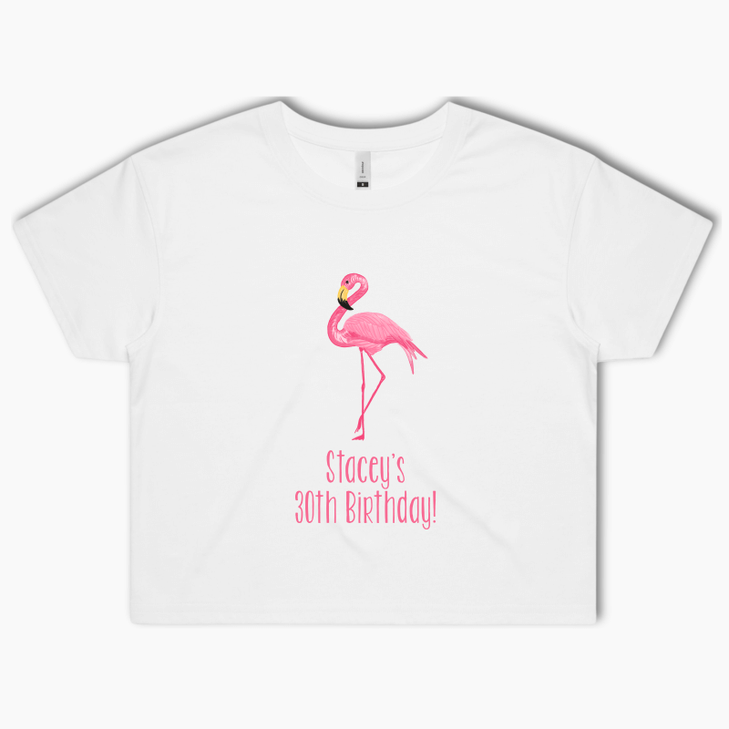 Personalised Tropical Flamingo Party Crop Shirt