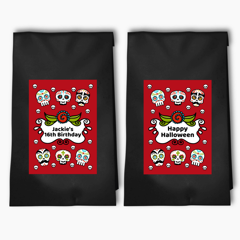 Personalised Day of the Dead Party Bags & Labels