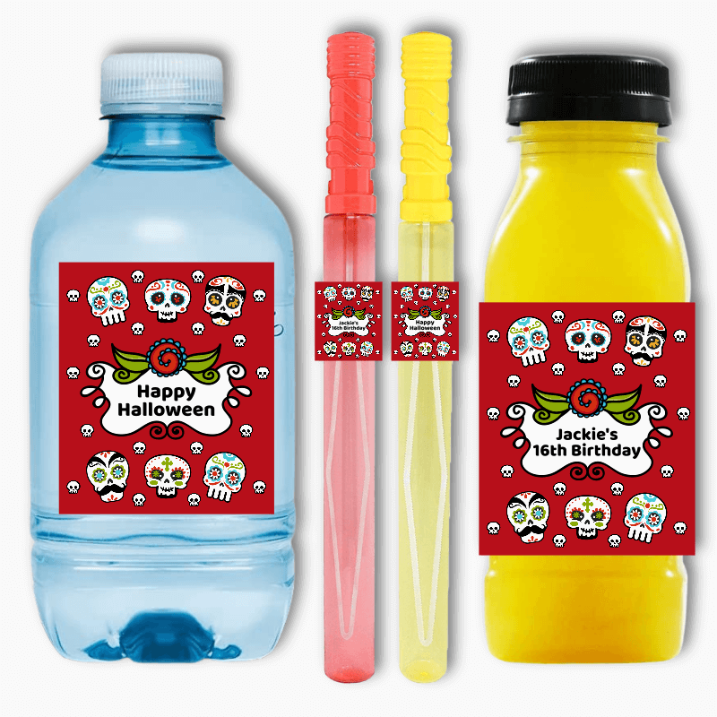 Day of the Dead Party Rectangle Favour Stickers