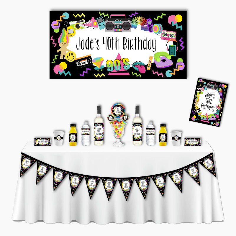 Personalised 90s Birthday Party Decorations