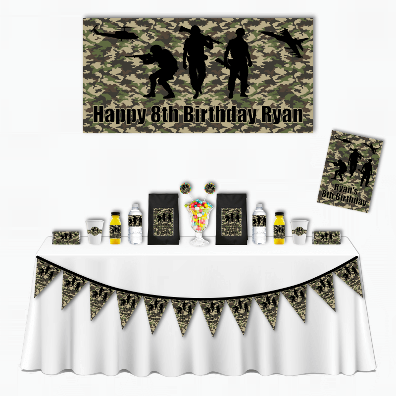 Personalised Army and Camouflage Deluxe Birthday Party Pack
