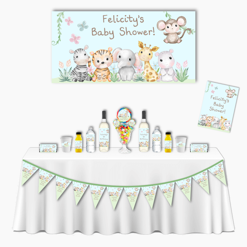 Personalised Baby Jungle Animals Deluxe Baby Shower Pack