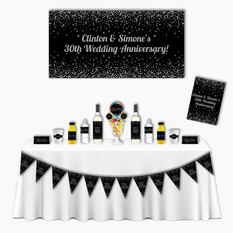 Personalised Black &amp; Silver Confetti Deluxe Anniversary Pack