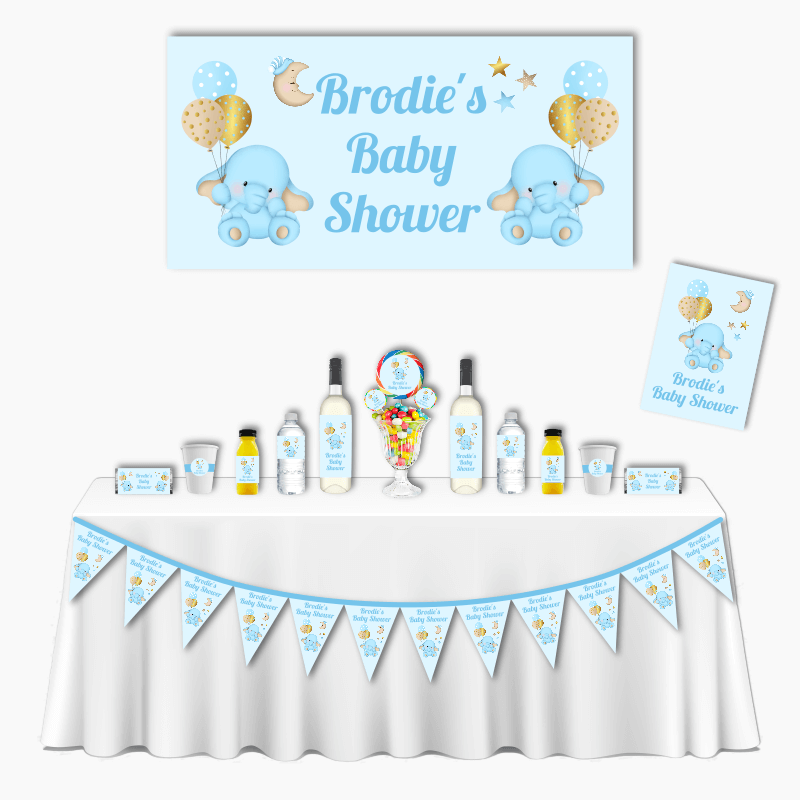 Personalised Blue Elephant Deluxe Baby Shower Pack