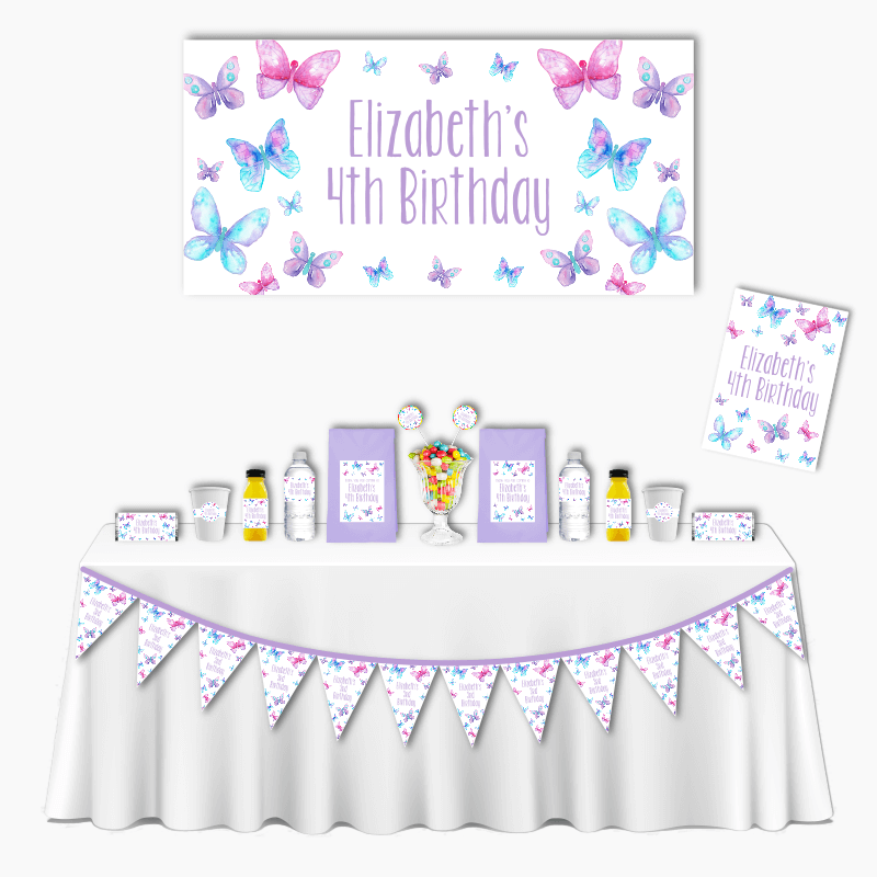 Personalised Butterfly Deluxe Birthday Party Pack