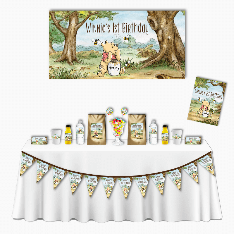 Personalised Classic Winnie the Pooh Deluxe Birthday Party Pack