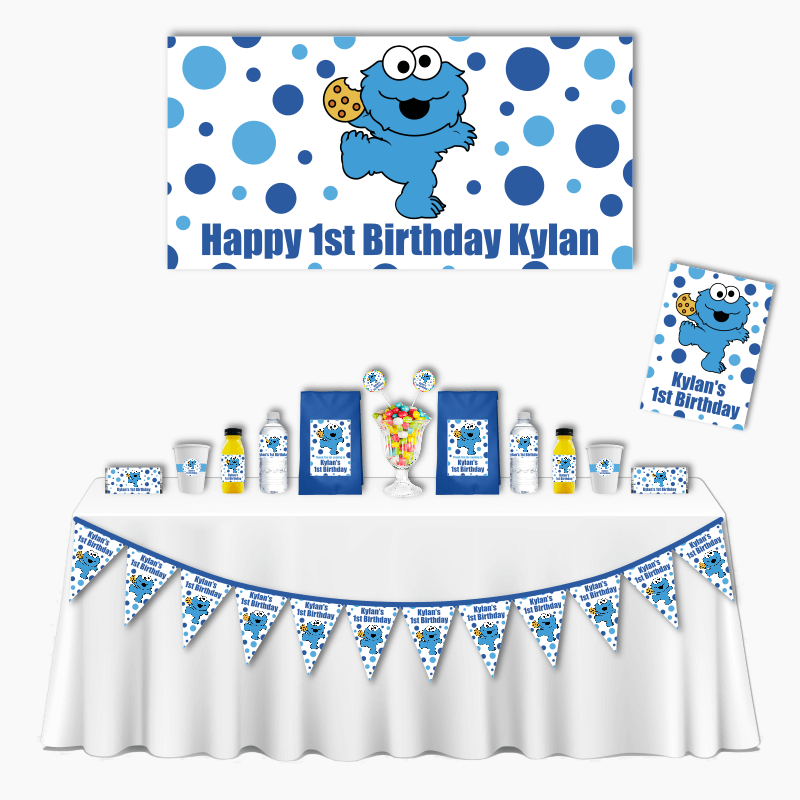 Personalised Cookie Monster Deluxe Birthday Party Pack